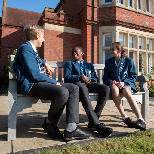 Students sat on a bench