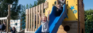 girl going down a slide