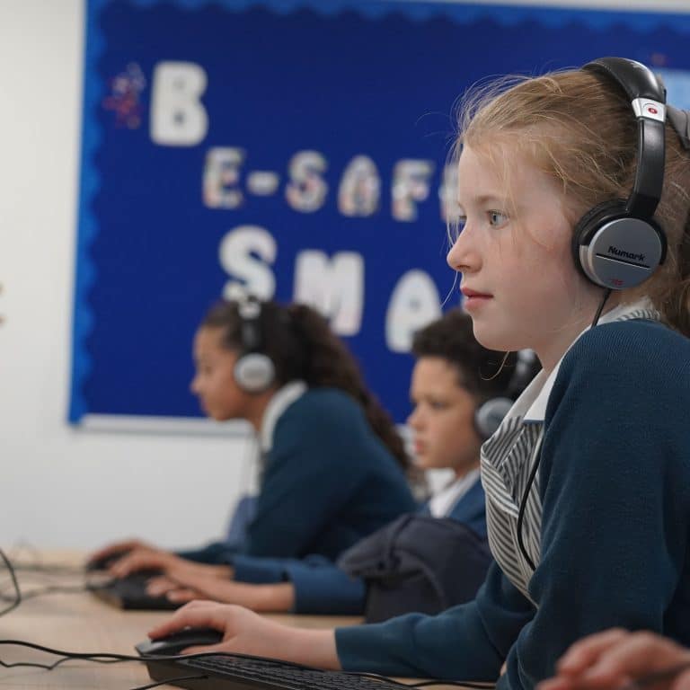 student on the computer