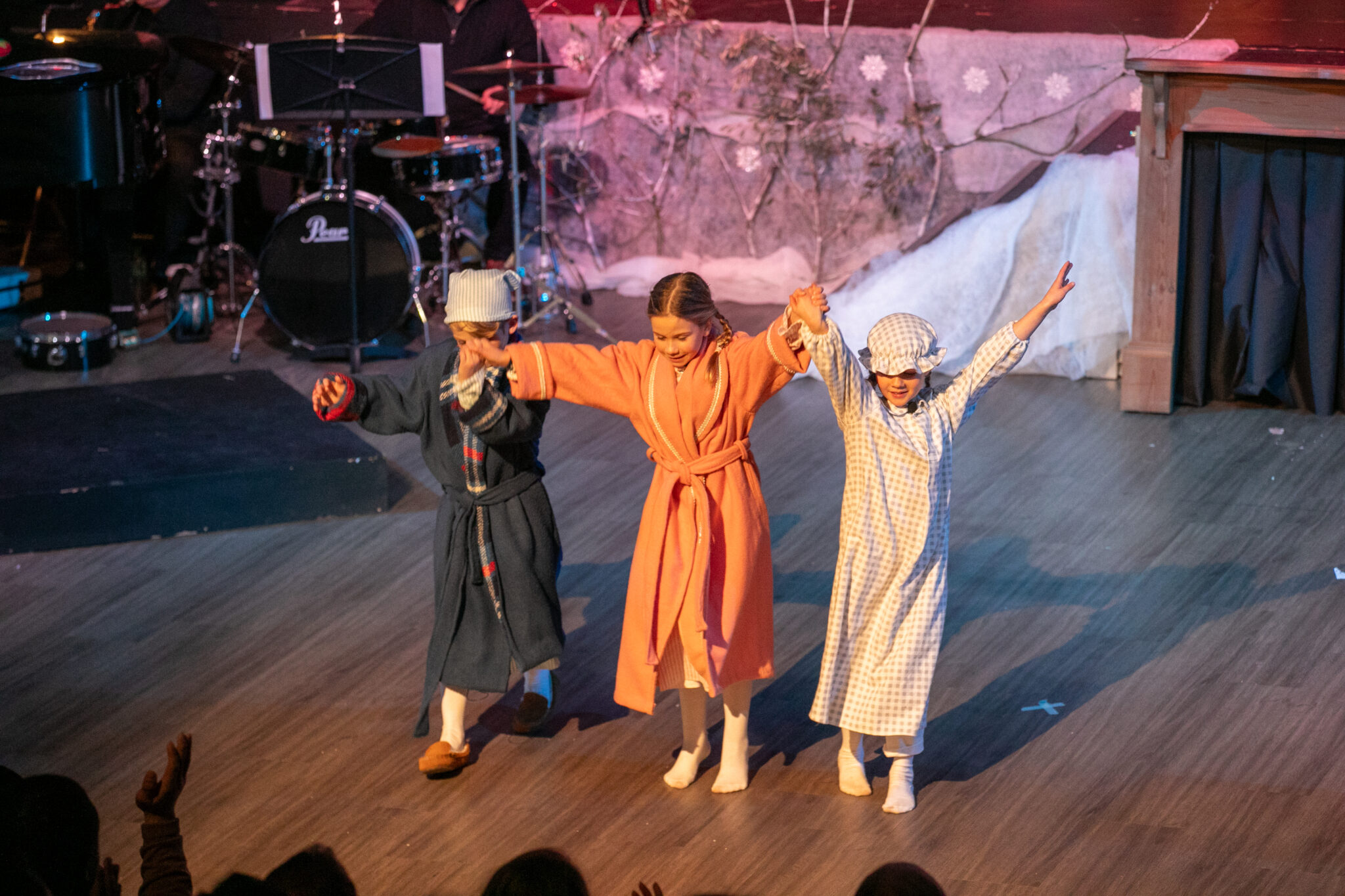students on stage